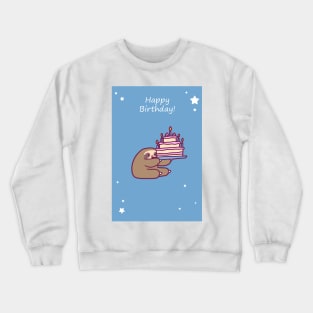 Happy Birthday Cake Sloth Crewneck Sweatshirt